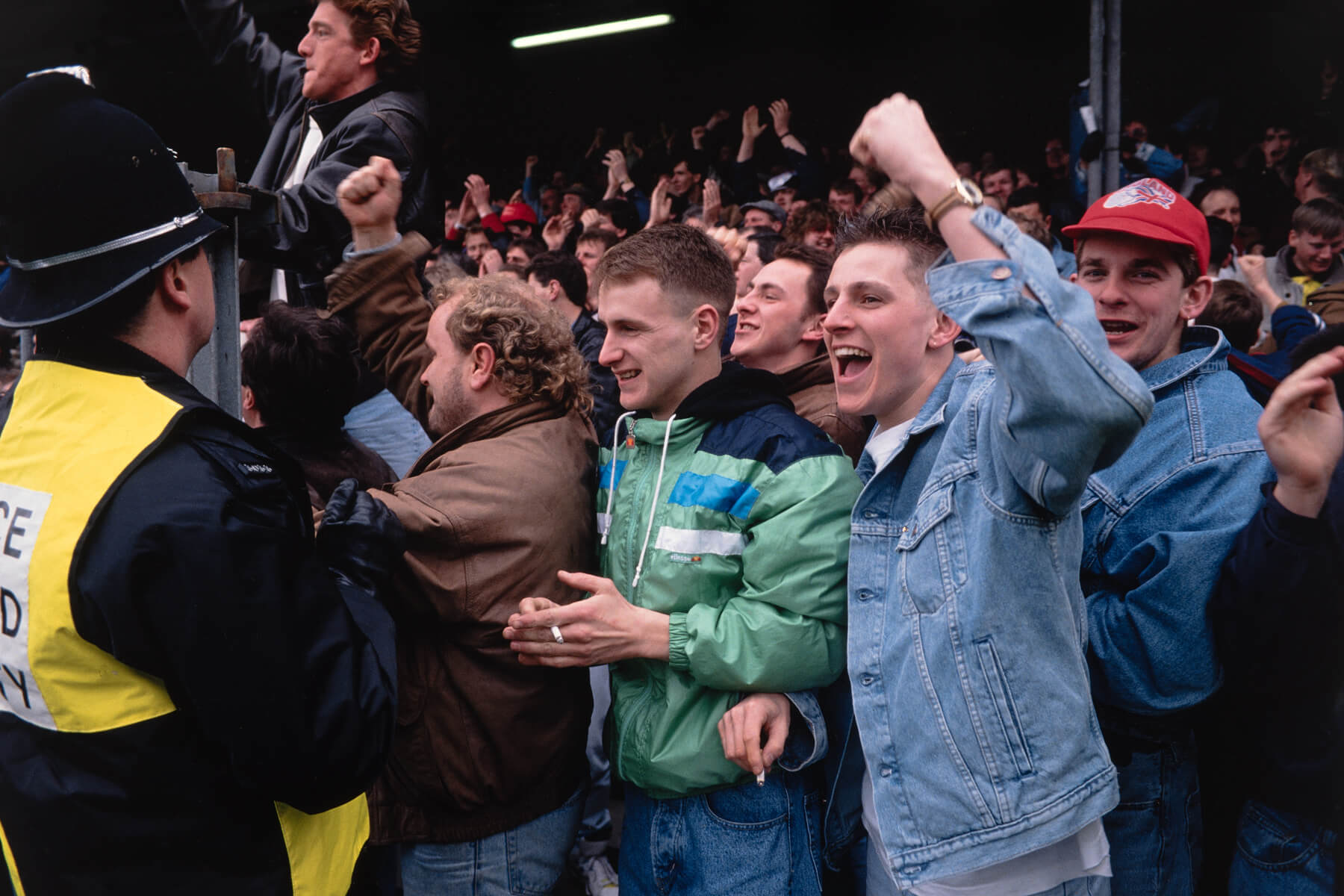 Sheffield United 1989-90 Promotion Year SU-36 United supporters euphoric as they score another goal against Bradford City